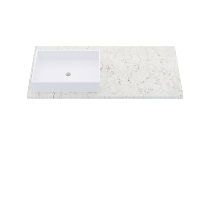 49" Vanderloc Silestone® Quartz Bathroom Vanity Top | Single Rectangle Sink | Offset in Lusso