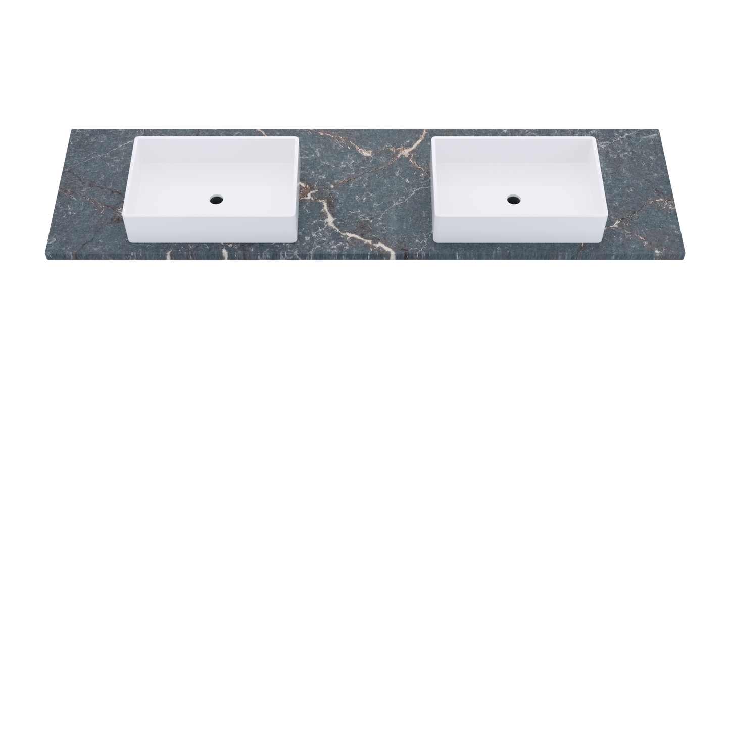 79" Vanderloc Silestone® Quartz Bathroom Vanity Top | Double Vigo Sink | Centered in Parisien Bleu