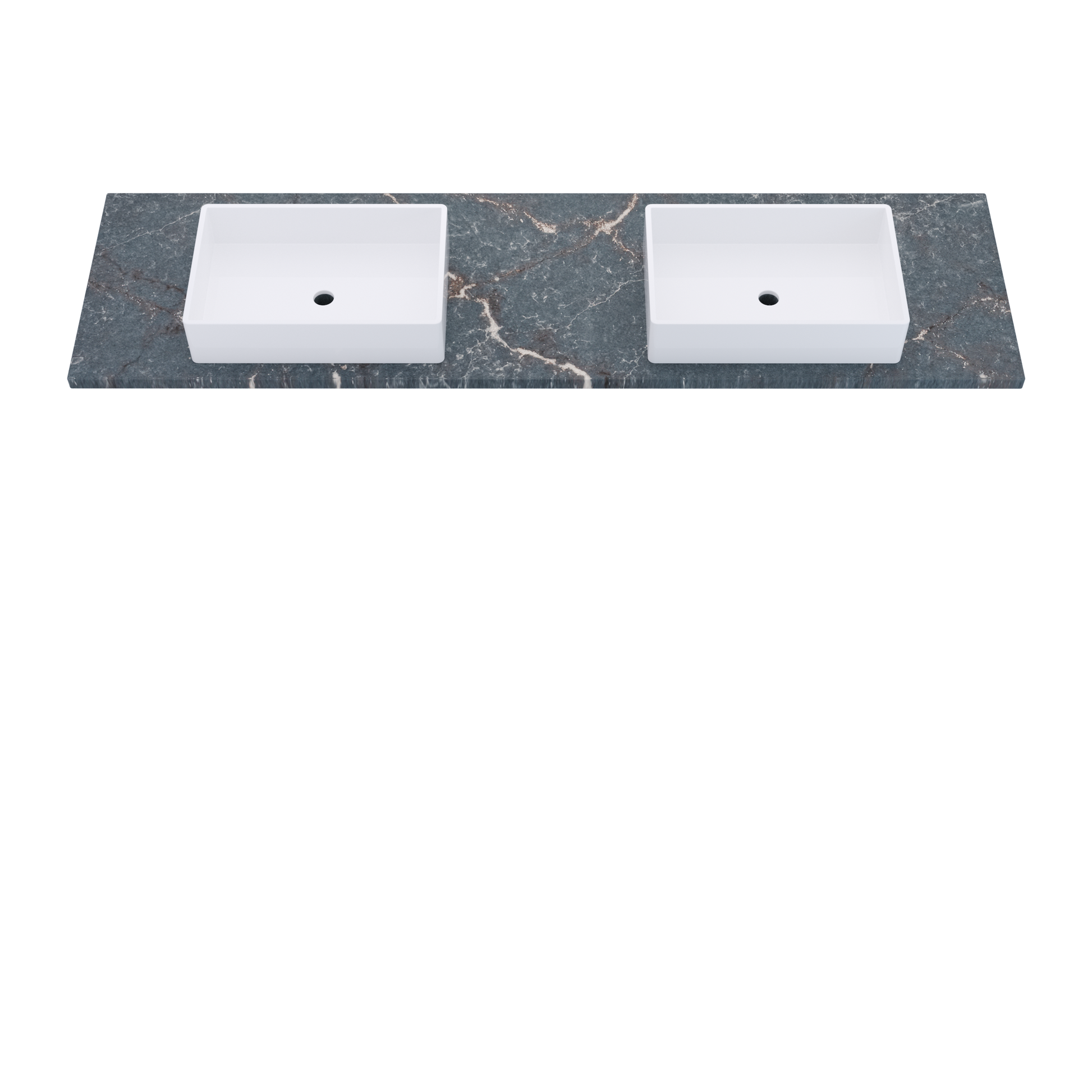 79" Vanderloc Silestone® Quartz Bathroom Vanity Top | Double Vigo Sink | Centered in Parisien Bleu