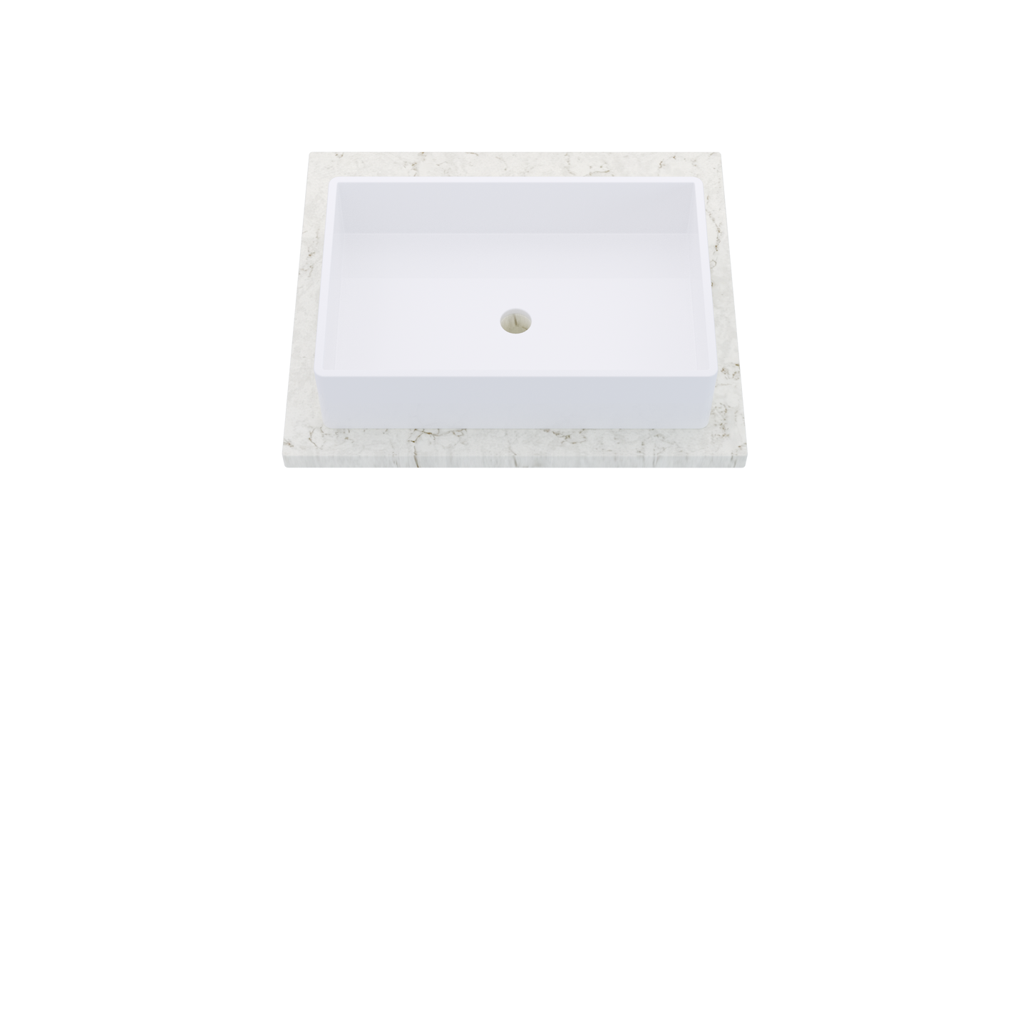 25" Vanderloc Silestone® Quartz Bathroom Vanity Top | Single Vigo Sink | Centered in Lusso