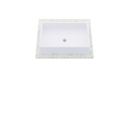 25" Vanderloc Silestone® Quartz Bathroom Vanity Top | Single Vigo Sink | Centered in Lusso