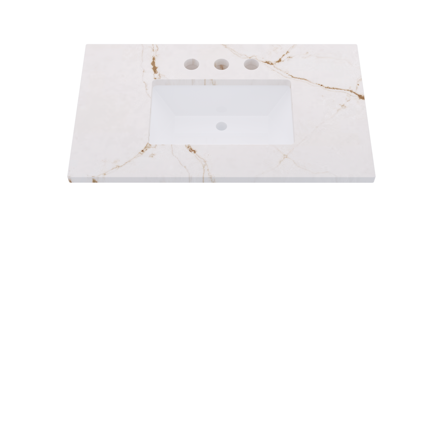 37" Vanderloc Silestone® Quartz Bathroom Vanity Top | Single Rectangle Sink | Centered in Versailles Ivory