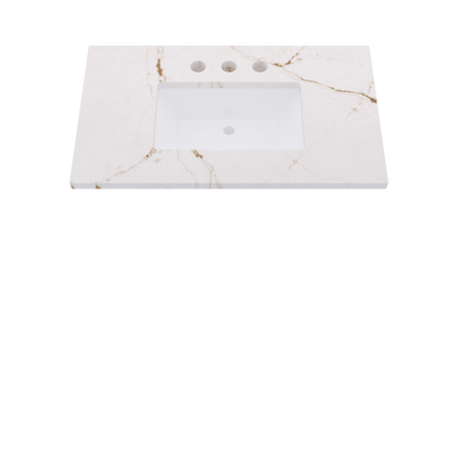 37" Vanderloc Silestone® Quartz Bathroom Vanity Top | Single Rectangle Sink | Centered in Versailles Ivory