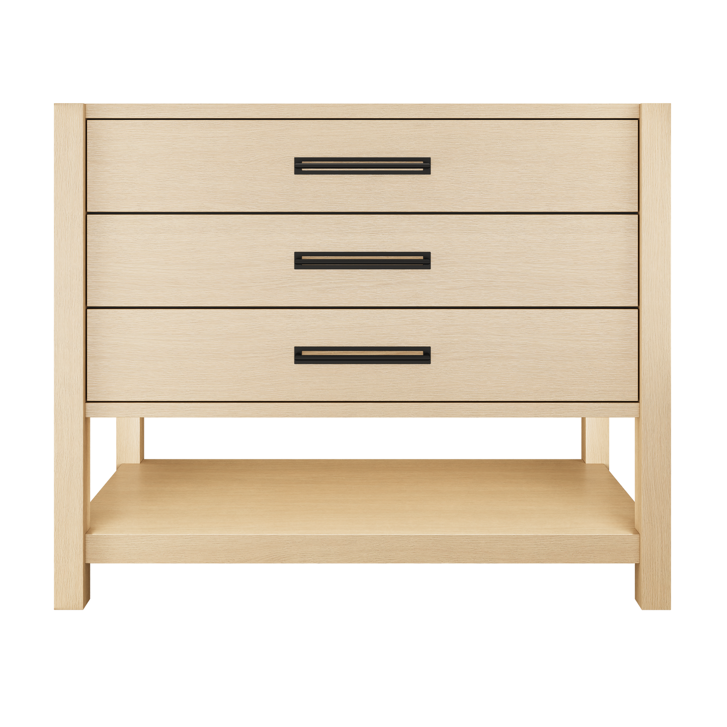 Kiawah 3-Drawer Single Bath Vanity 42in Natural Weathered Matte Black