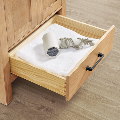 Vinnova, Shannon 24" Single Vanity in Fir Wood Brown and Composite Carrara White Stone Countertop