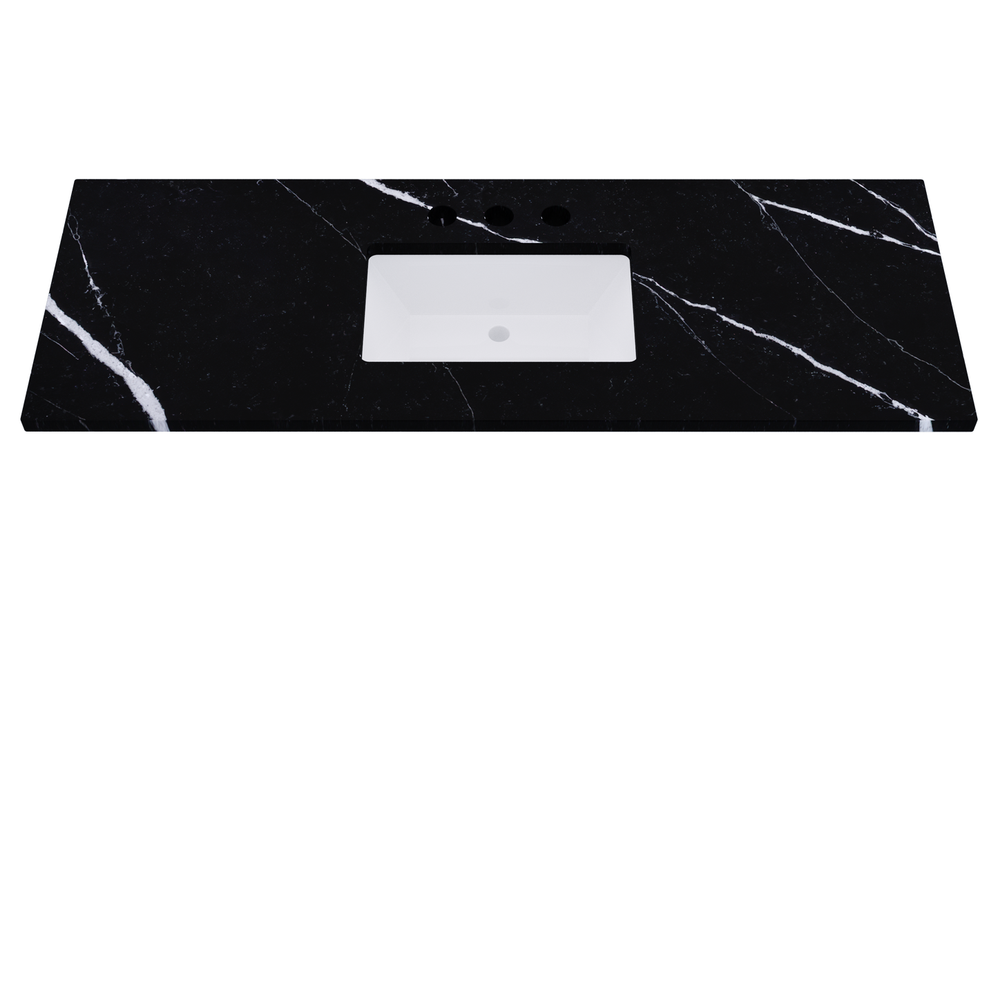 61" Vanderloc Silestone® Quartz Bathroom Vanity Top | Single Rectangle Sink | Centered in Eternal Marquina