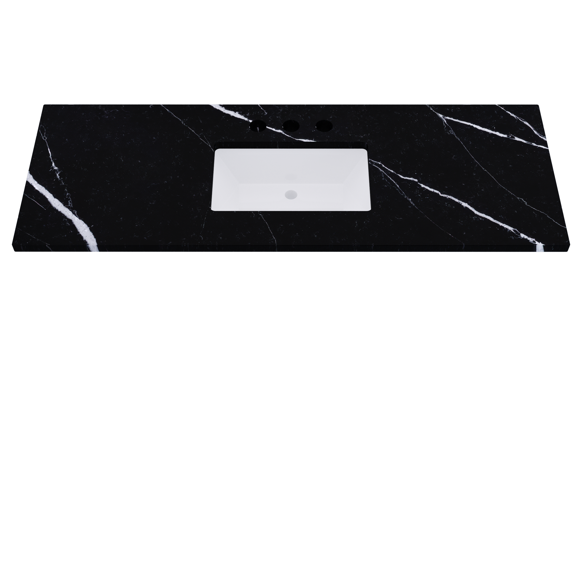 61" Vanderloc Silestone® Quartz Bathroom Vanity Top | Single Rectangle Sink | Centered in Eternal Marquina