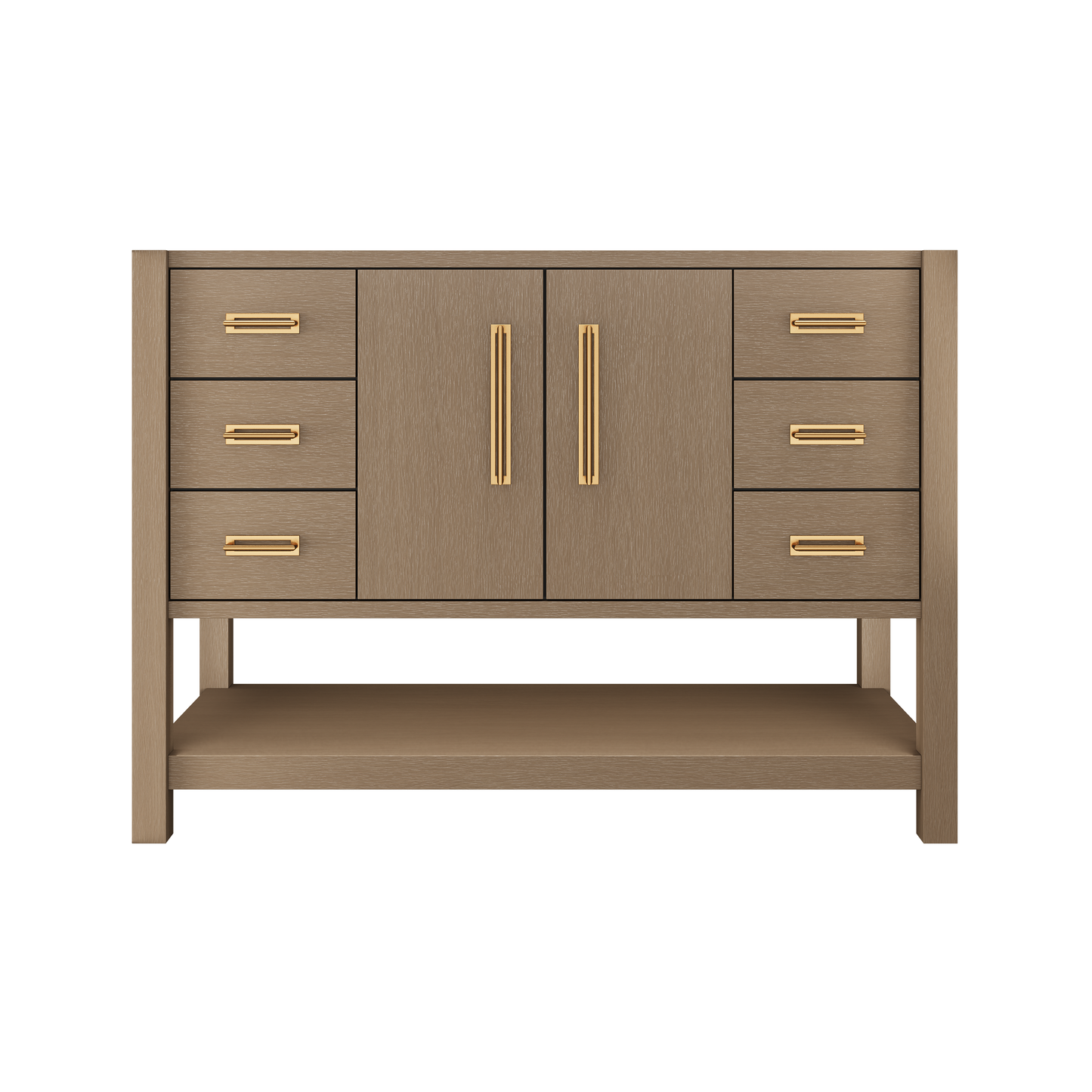 Kiawah Single Extra-Wide Bath Vanity 48in Smoked Modern Satin Gold