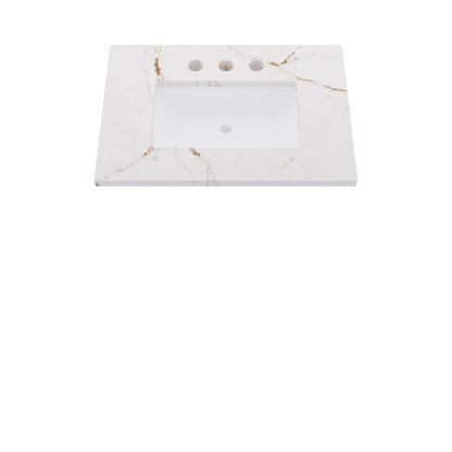 31" Vanderloc Silestone® Quartz Bathroom Vanity Top | Single Rectangle Sink | Centered in Versailles Ivory