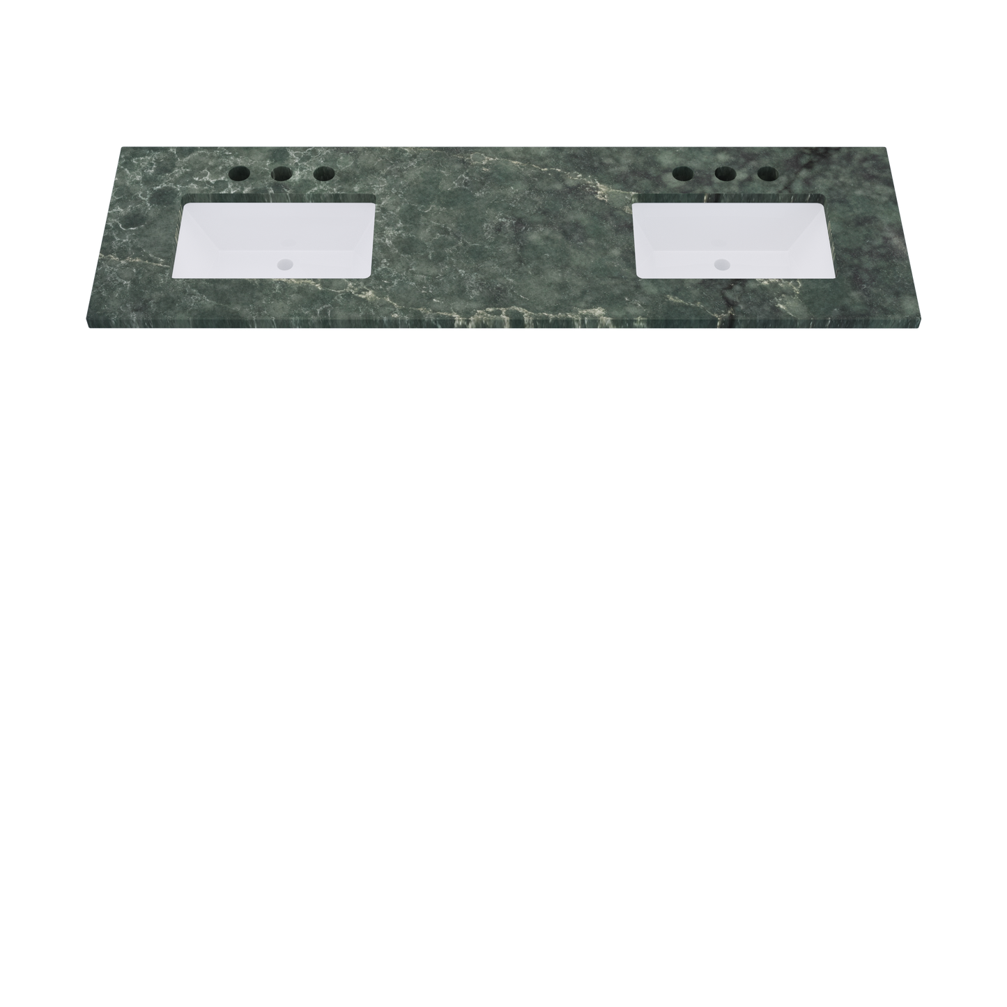 73" Vanderloc Silestone® Quartz Bathroom Vanity Top | Double Rectangle Sink | Offset in Jardin Emerald
