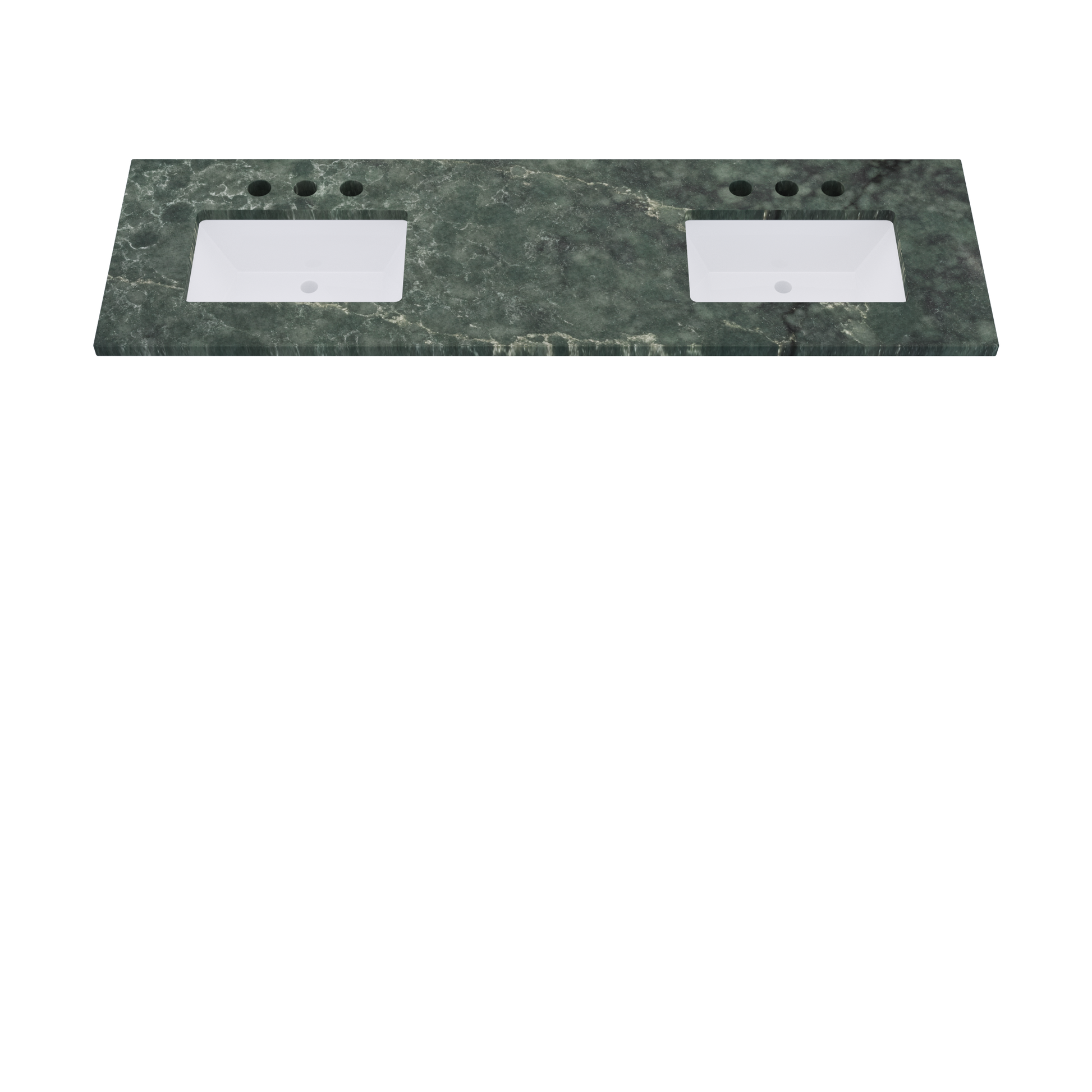 73" Vanderloc Silestone® Quartz Bathroom Vanity Top | Double Rectangle Sink | Offset in Jardin Emerald