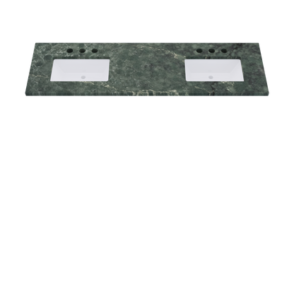 73" Vanderloc Silestone® Quartz Bathroom Vanity Top | Double Rectangle Sink | Offset in Jardin Emerald