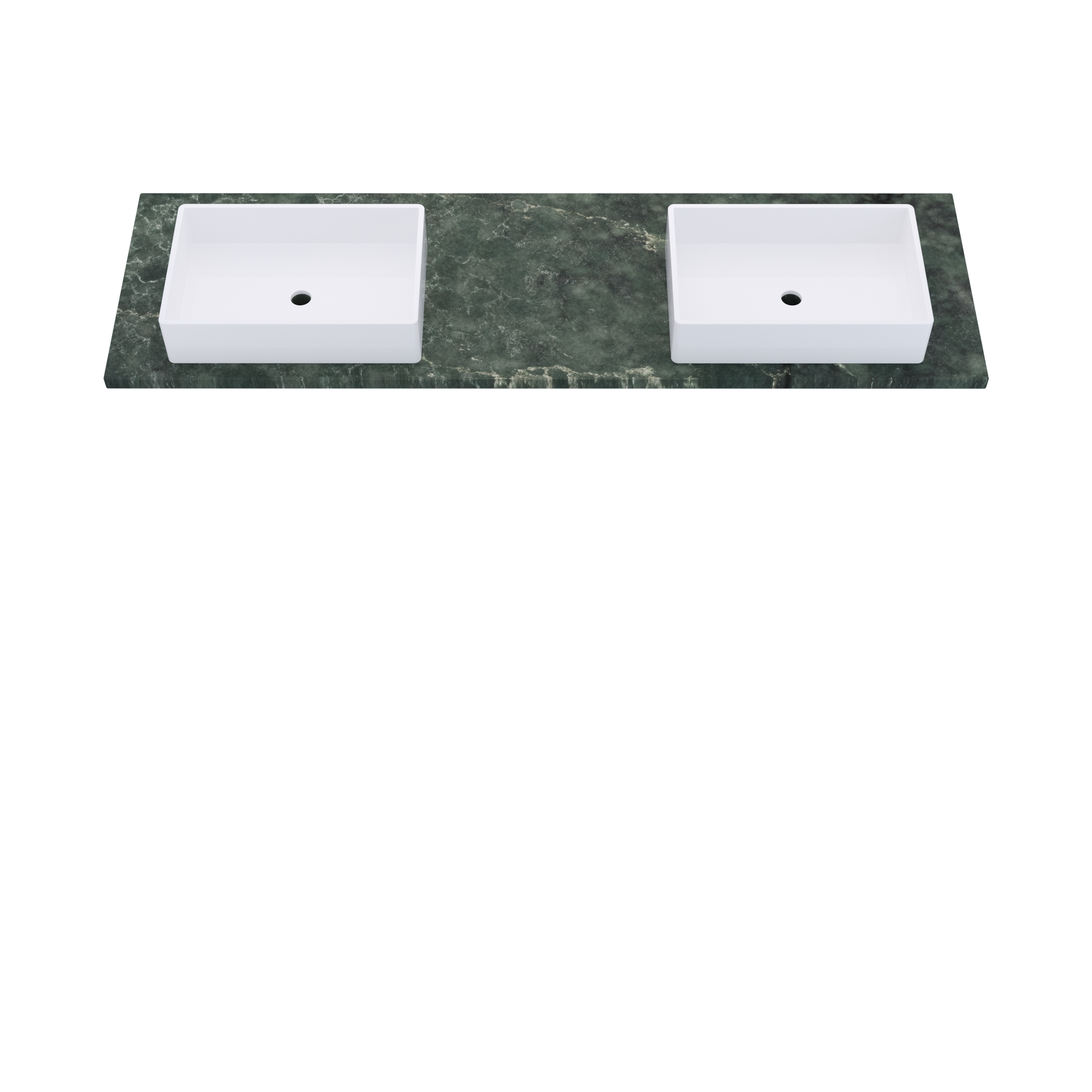 73" Vanderloc Silestone® Quartz Bathroom Vanity Top | Double Vigo Sink | Offset in Jardin Emerald