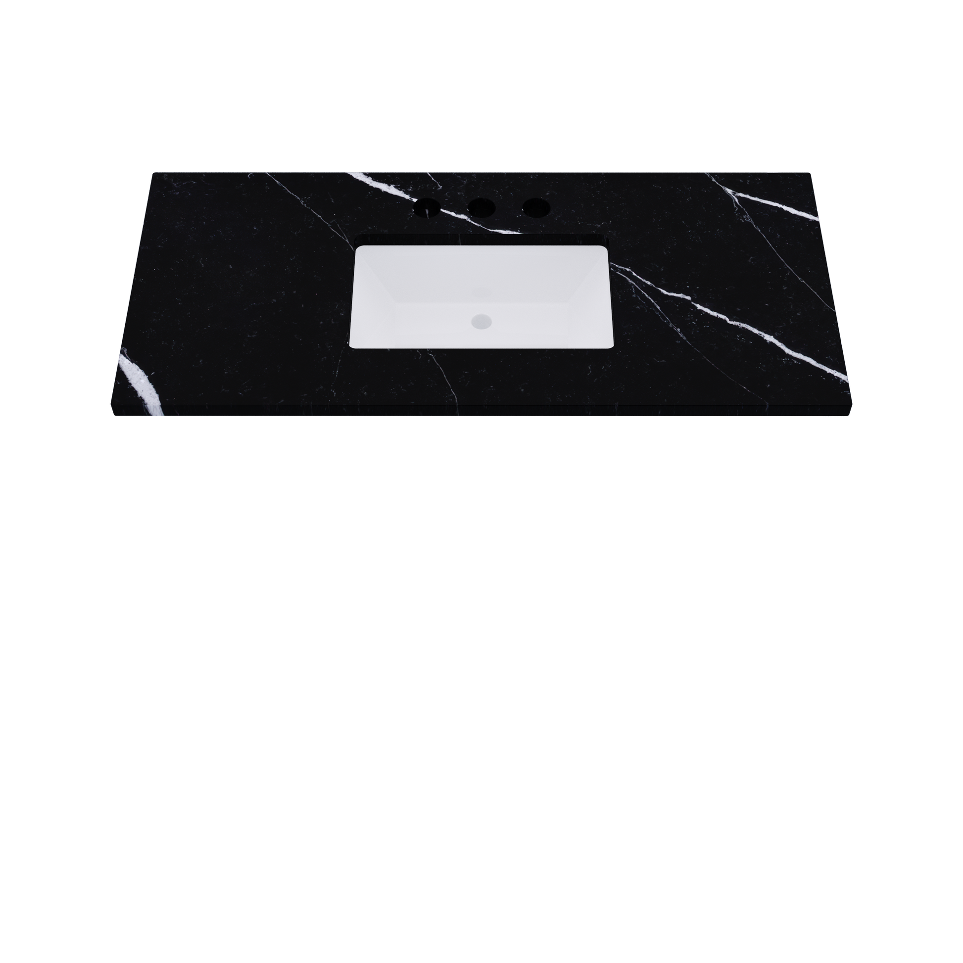 49" Vanderloc Silestone® Quartz Bathroom Vanity Top | Single Rectangle Sink | Centered in Eternal Marquina