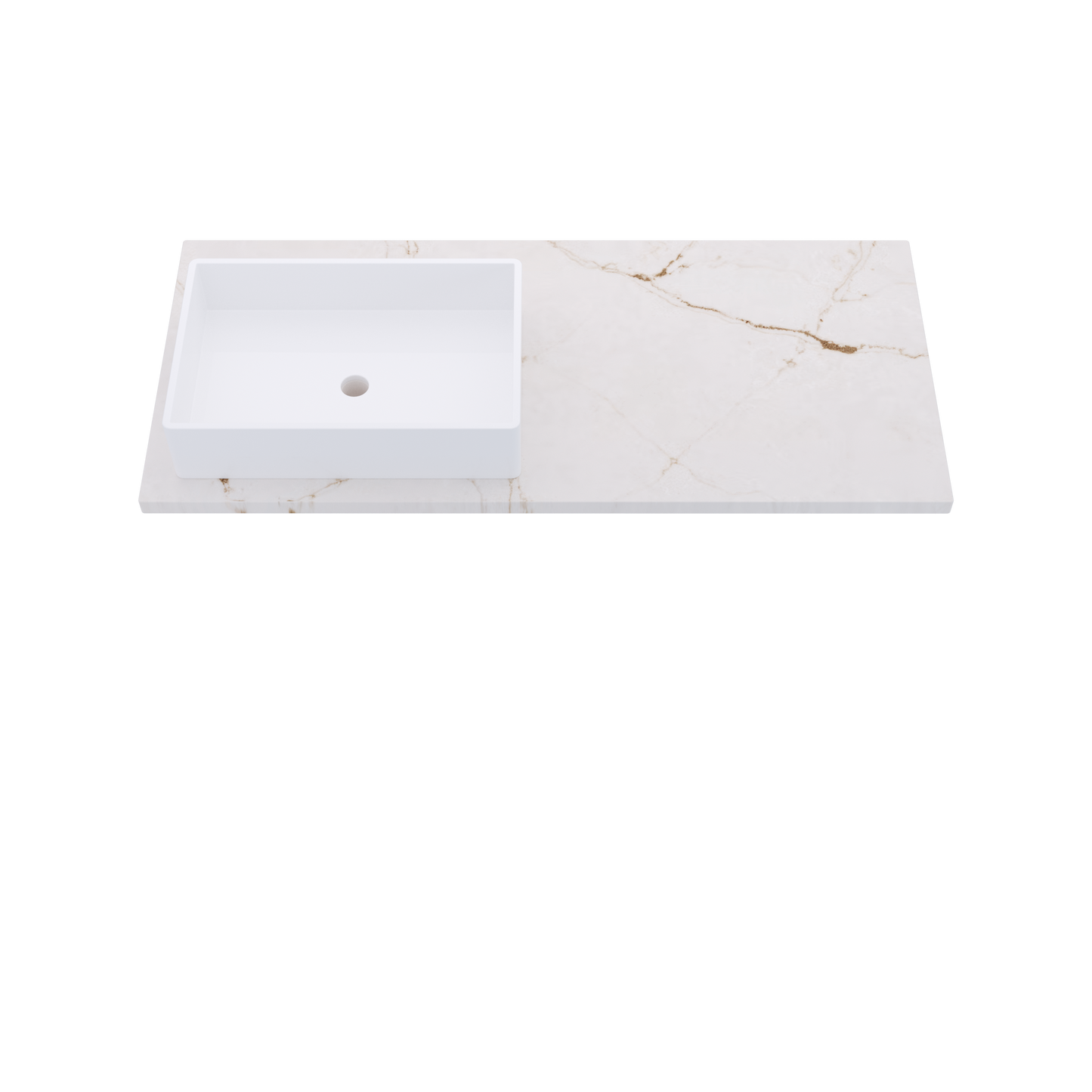 49" Vanderloc Silestone® Quartz Bathroom Vanity Top | Single Rectangle Sink | Offset in Versailles Ivory