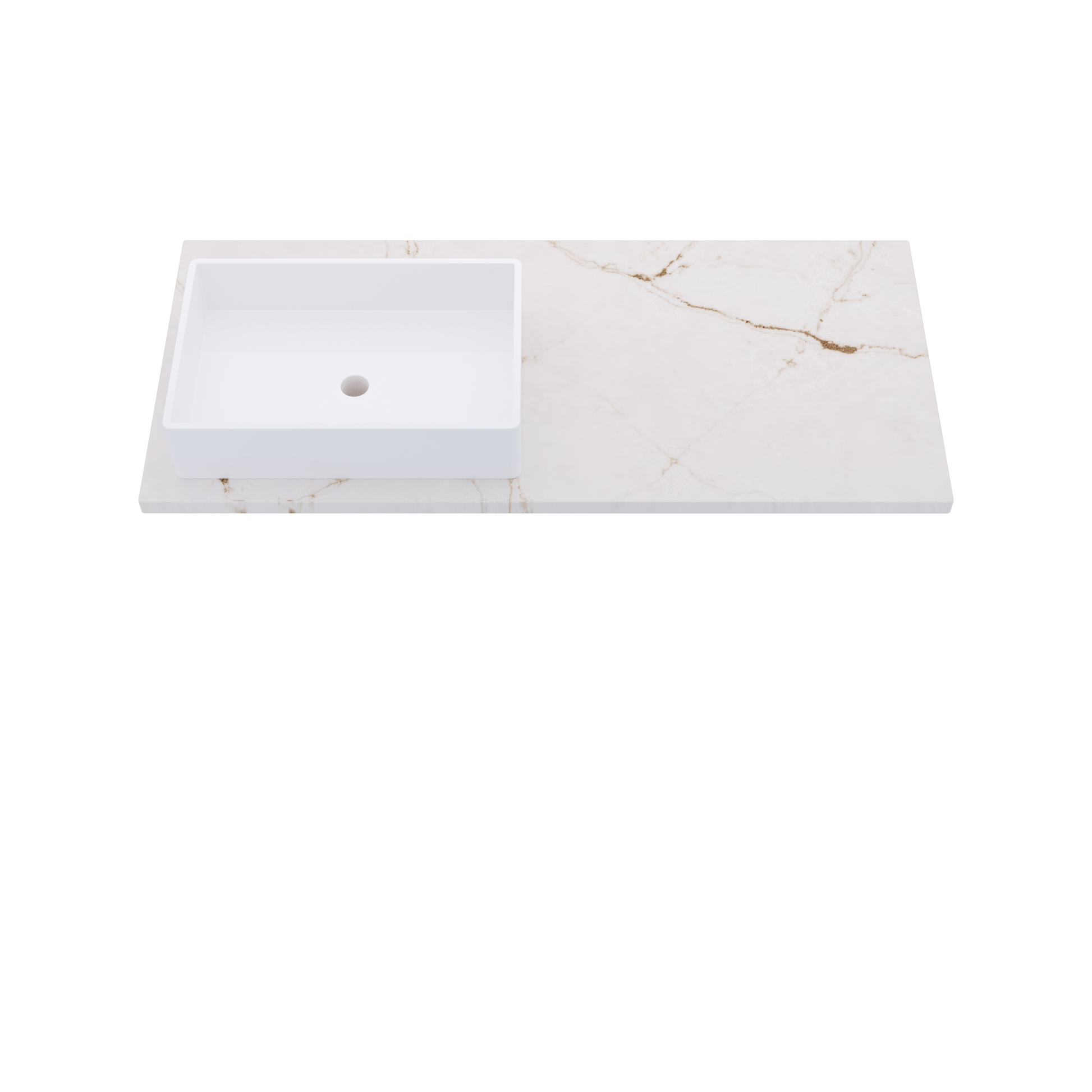 49" Vanderloc Silestone® Quartz Bathroom Vanity Top | Single Rectangle Sink | Offset in Versailles Ivory