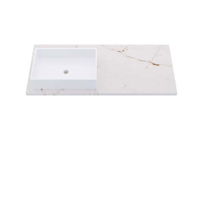 49" Vanderloc Silestone® Quartz Bathroom Vanity Top | Single Rectangle Sink | Offset in Versailles Ivory