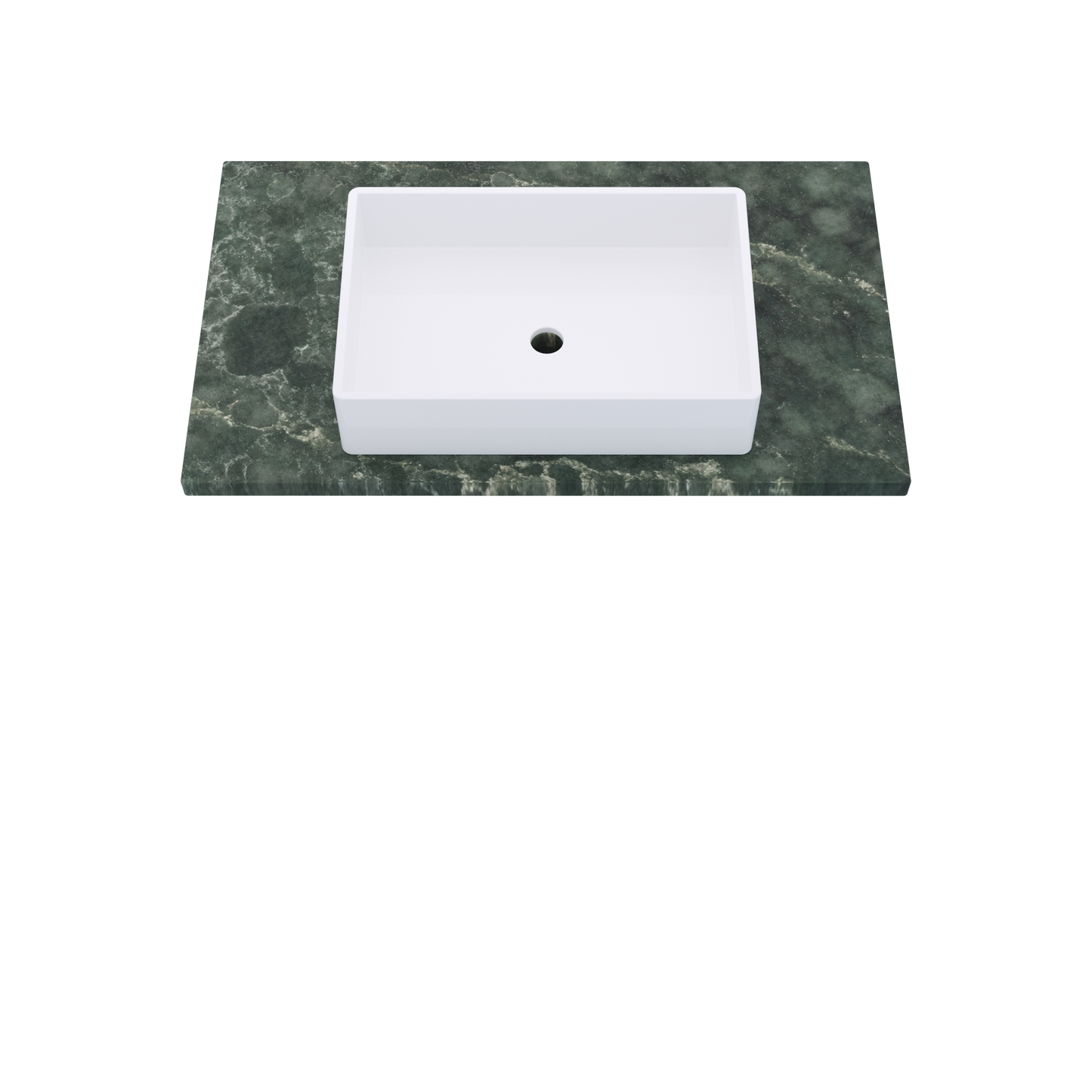 37" Vanderloc Silestone® Quartz Bathroom Vanity Top | Single Vigo Sink | Centered in Jardin Emerald