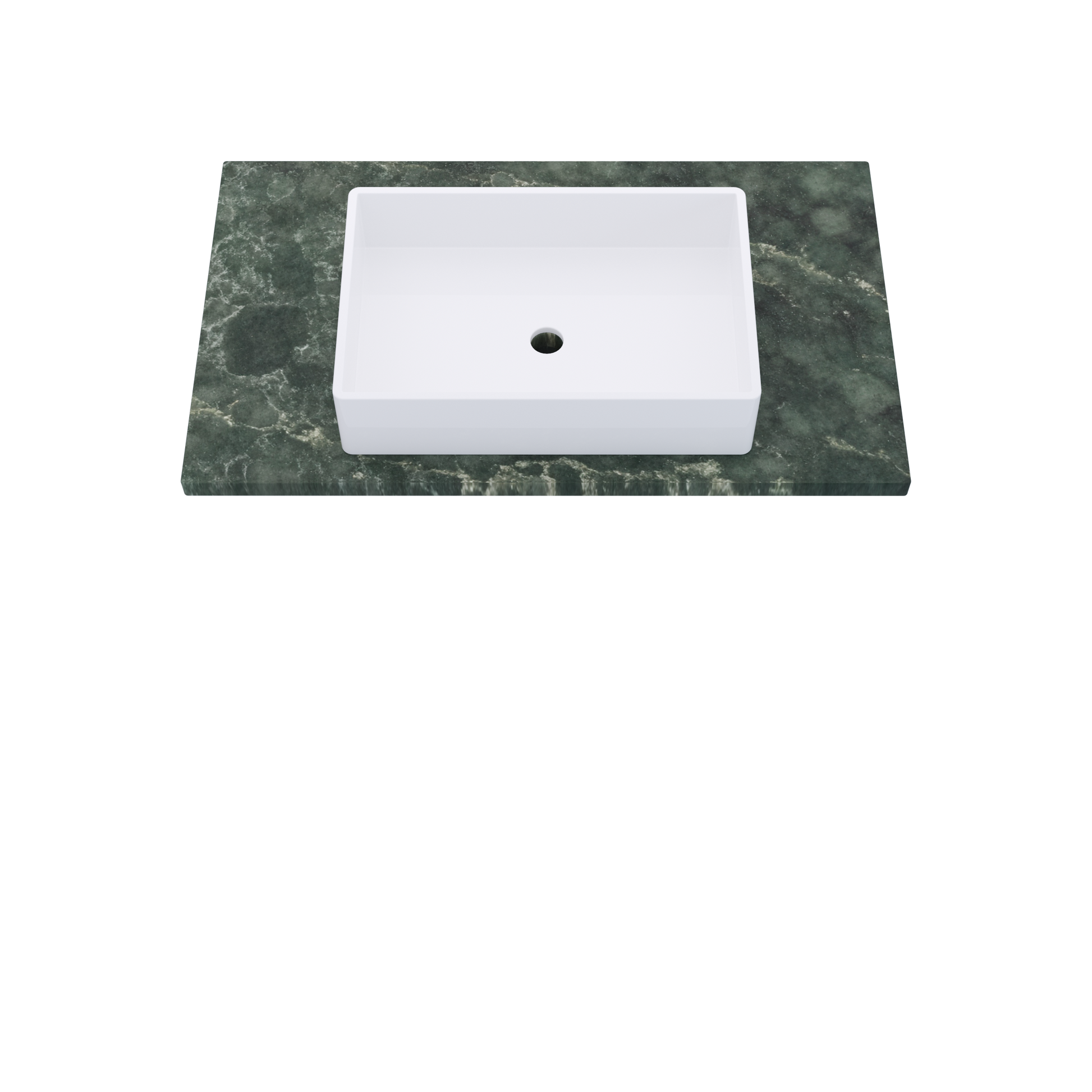 37" Vanderloc Silestone® Quartz Bathroom Vanity Top | Single Vigo Sink | Centered in Jardin Emerald