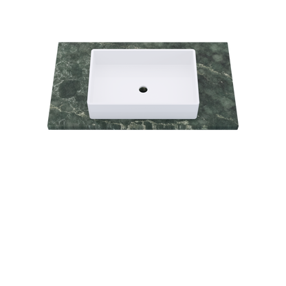37" Vanderloc Silestone® Quartz Bathroom Vanity Top | Single Vigo Sink | Centered in Jardin Emerald