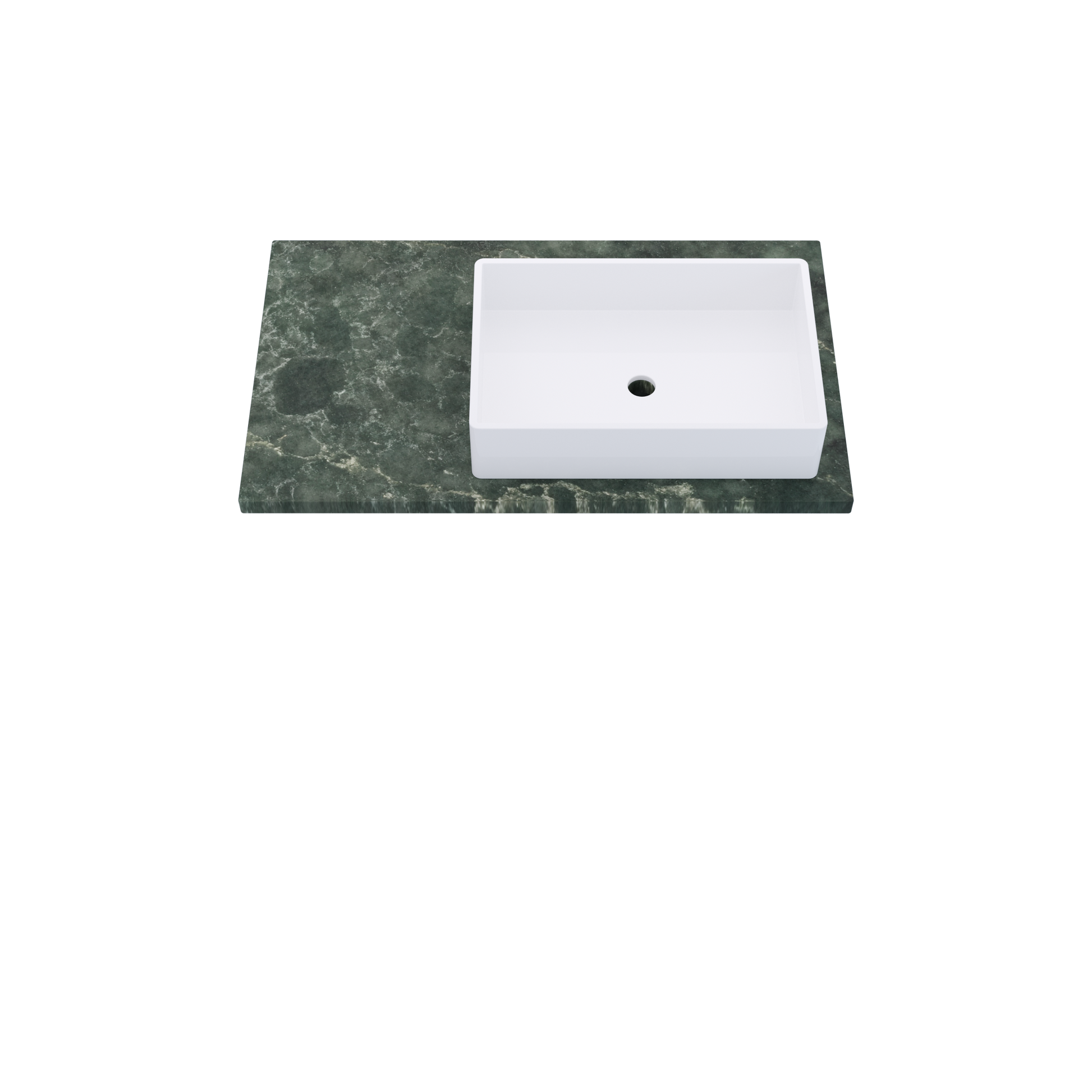 37" Vanderloc Silestone® Quartz Bathroom Vanity Top | Single Vigo Sink | Offset in Jardin Emerald