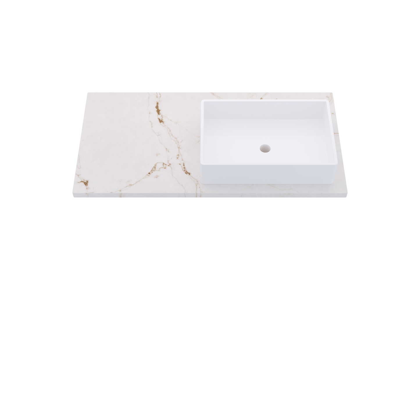 43" Vanderloc Silestone® Quartz Bathroom Vanity Top | Single Vigo Sink | Offset in Versailles Ivory