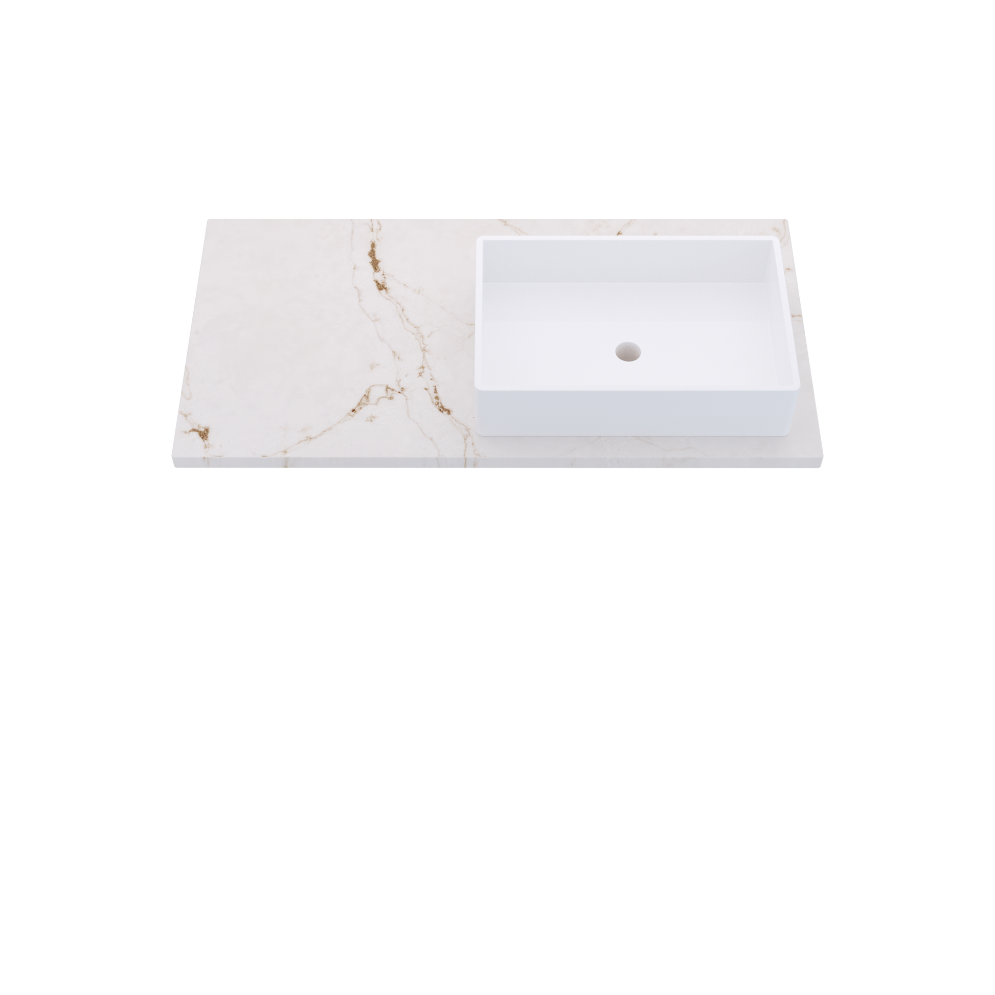 43" Vanderloc Silestone® Quartz Bathroom Vanity Top | Single Vigo Sink | Offset in Versailles Ivory