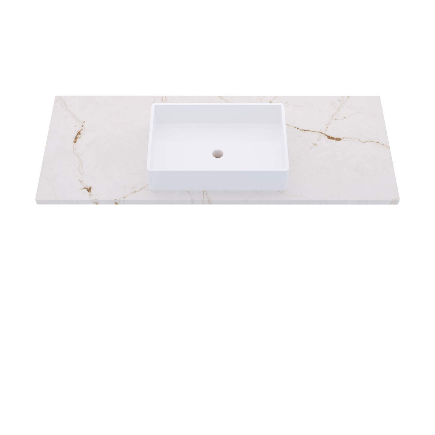 55" Vanderloc Silestone® Quartz Bathroom Vanity Top | Single Vigo Sink | Centered in Versailles Ivory