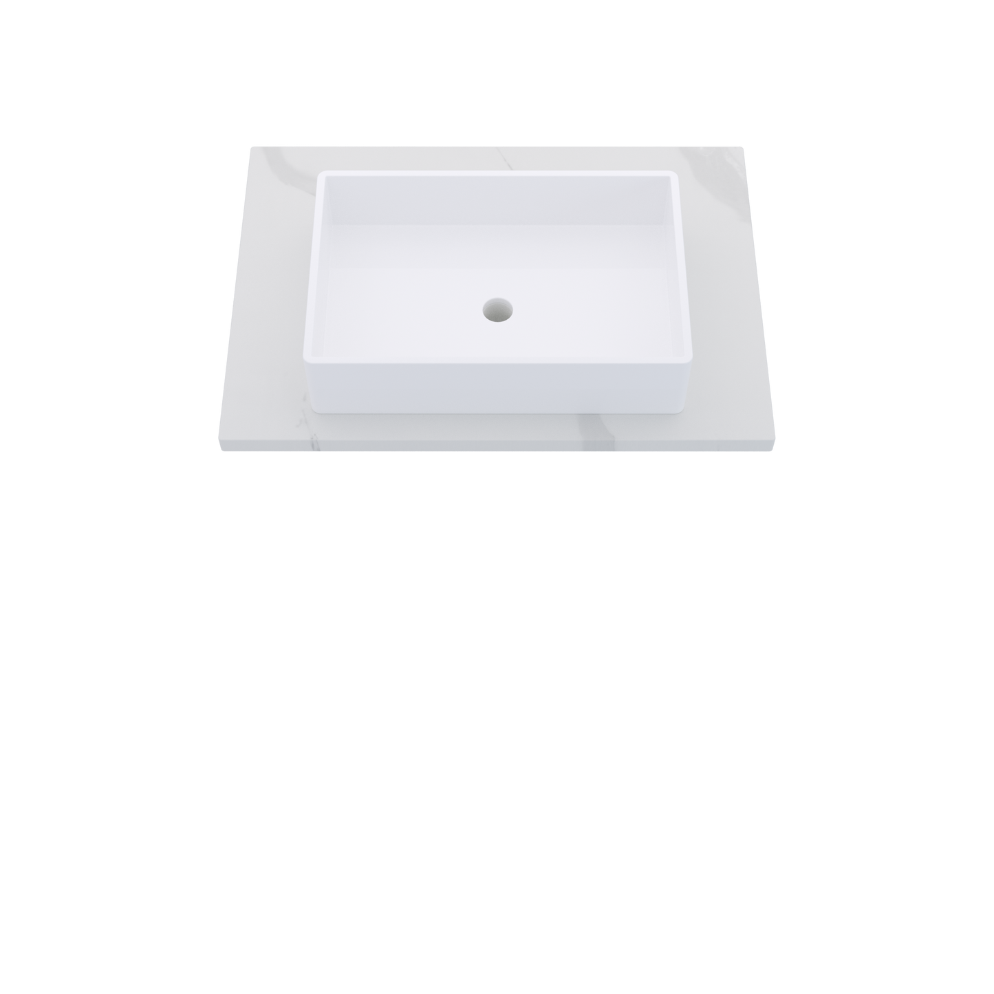 31" Vanderloc Silestone® Quartz Bathroom Vanity Top | Single Vigo Sink | Centered in Classic Calacatta