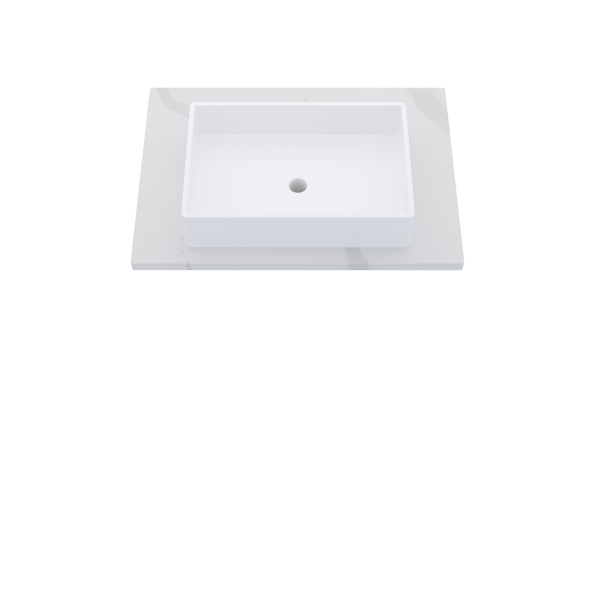 31" Vanderloc Silestone® Quartz Bathroom Vanity Top | Single Vigo Sink | Centered in Classic Calacatta