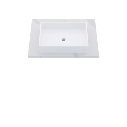 31" Vanderloc Silestone® Quartz Bathroom Vanity Top | Single Vigo Sink | Centered in Classic Calacatta