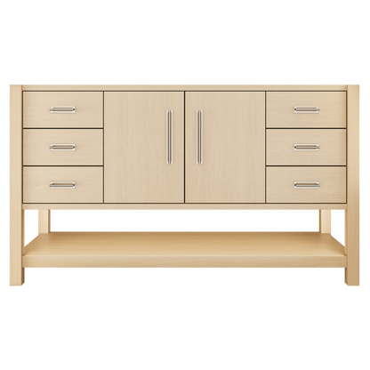 Kiawah Single Extra-Wide Bath Vanity 60in Natural Weathered Satin Nickel