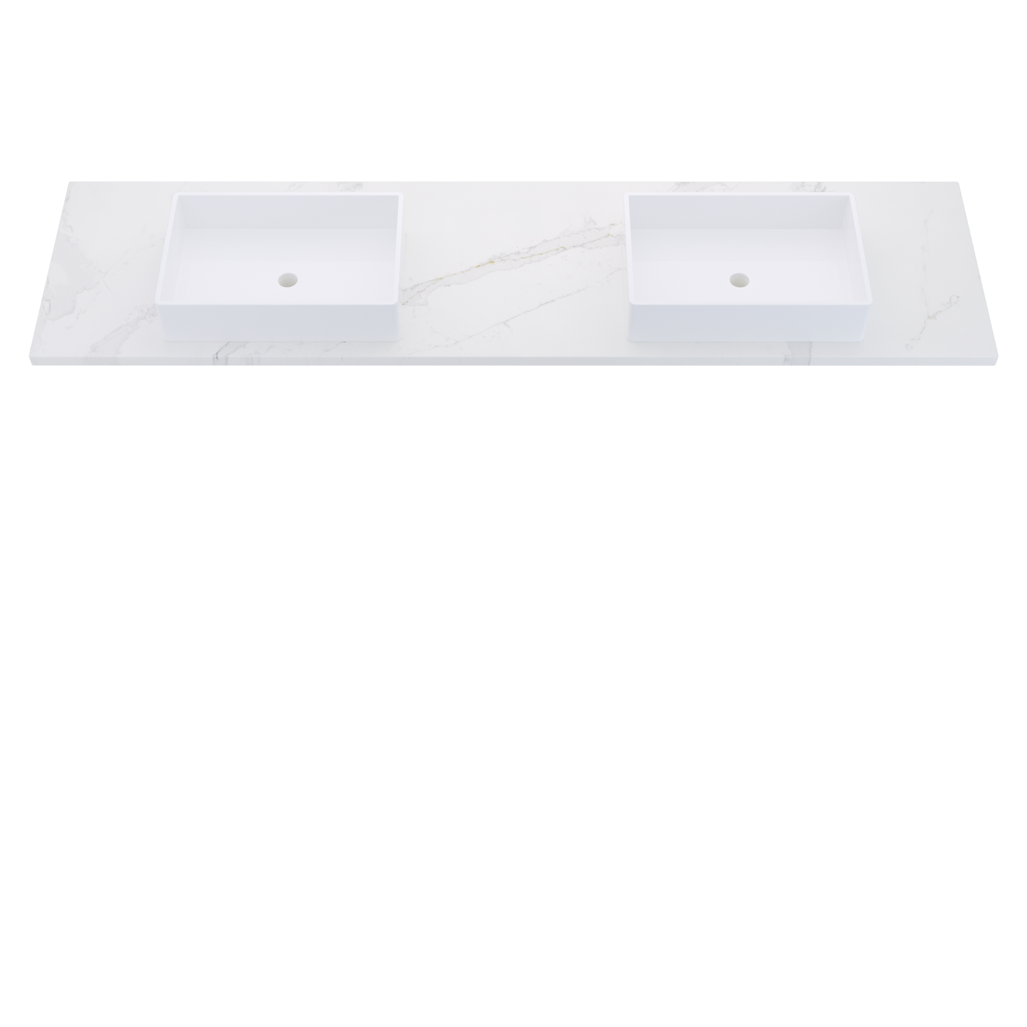 85" Vanderloc Silestone® Quartz Bathroom Vanity Top | Double Vigo Sink | Centered in Et Calacatta Gold