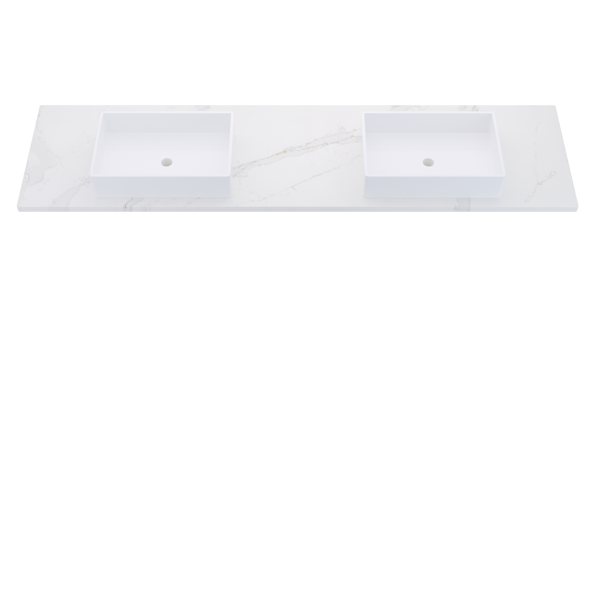 85" Vanderloc Silestone® Quartz Bathroom Vanity Top | Double Vigo Sink | Centered in Et Calacatta Gold