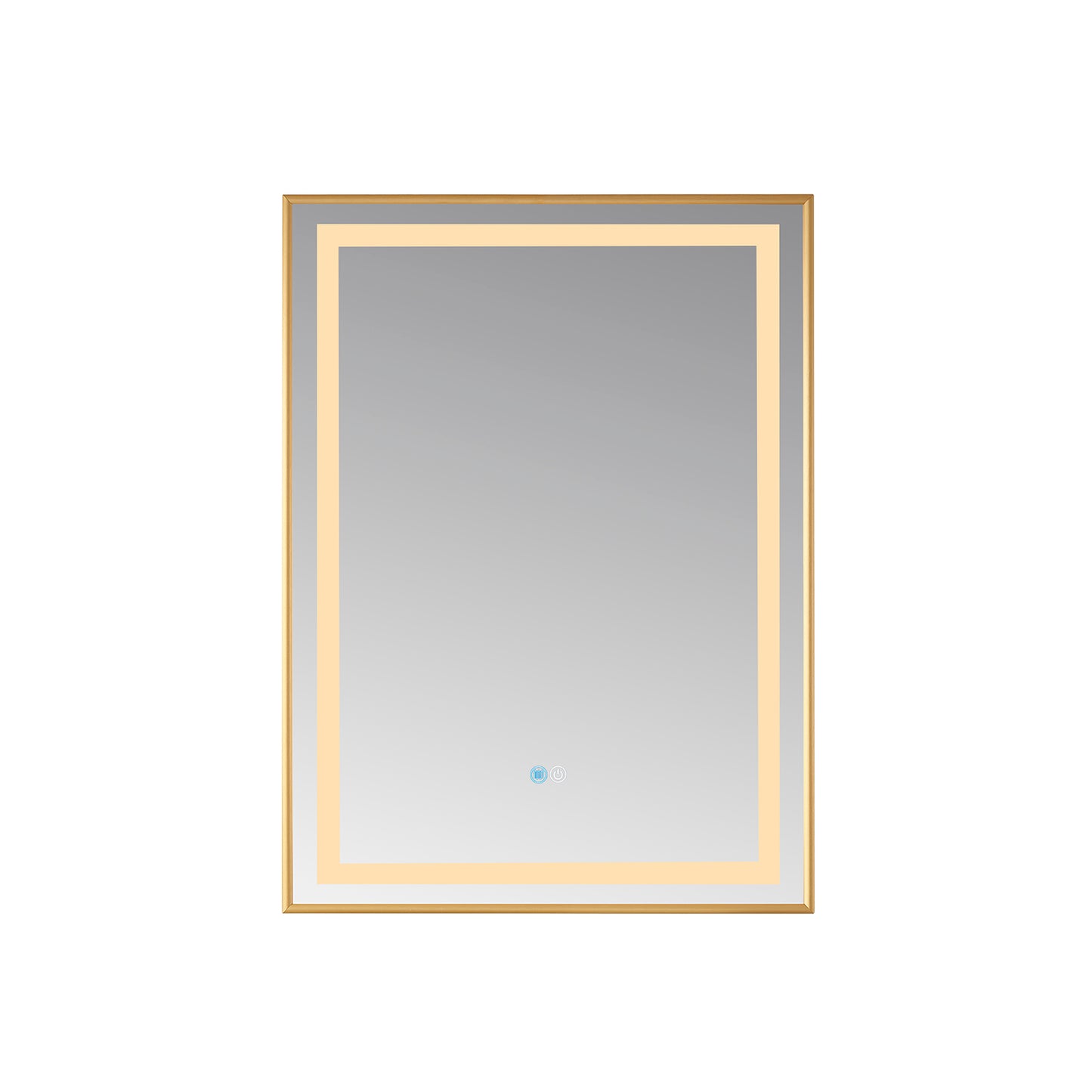 Vinnova, Teruel 24" Rectangular Aluminum Framed LED Wall Mount Bathroom Vanity Mirror in Gold