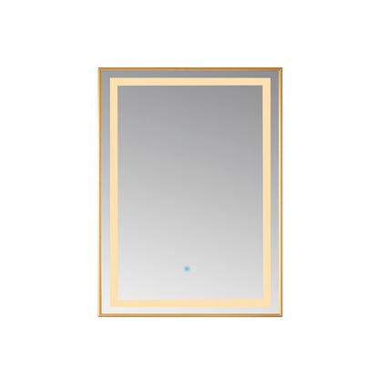 Vinnova, Teruel 24" Rectangular Aluminum Framed LED Wall Mount Bathroom Vanity Mirror in Gold