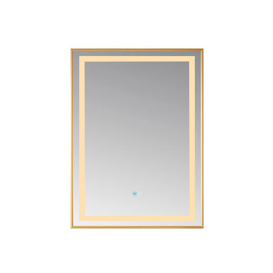Vinnova, Teruel 24" Rectangular Aluminum Framed LED Wall Mount Bathroom Vanity Mirror in Gold