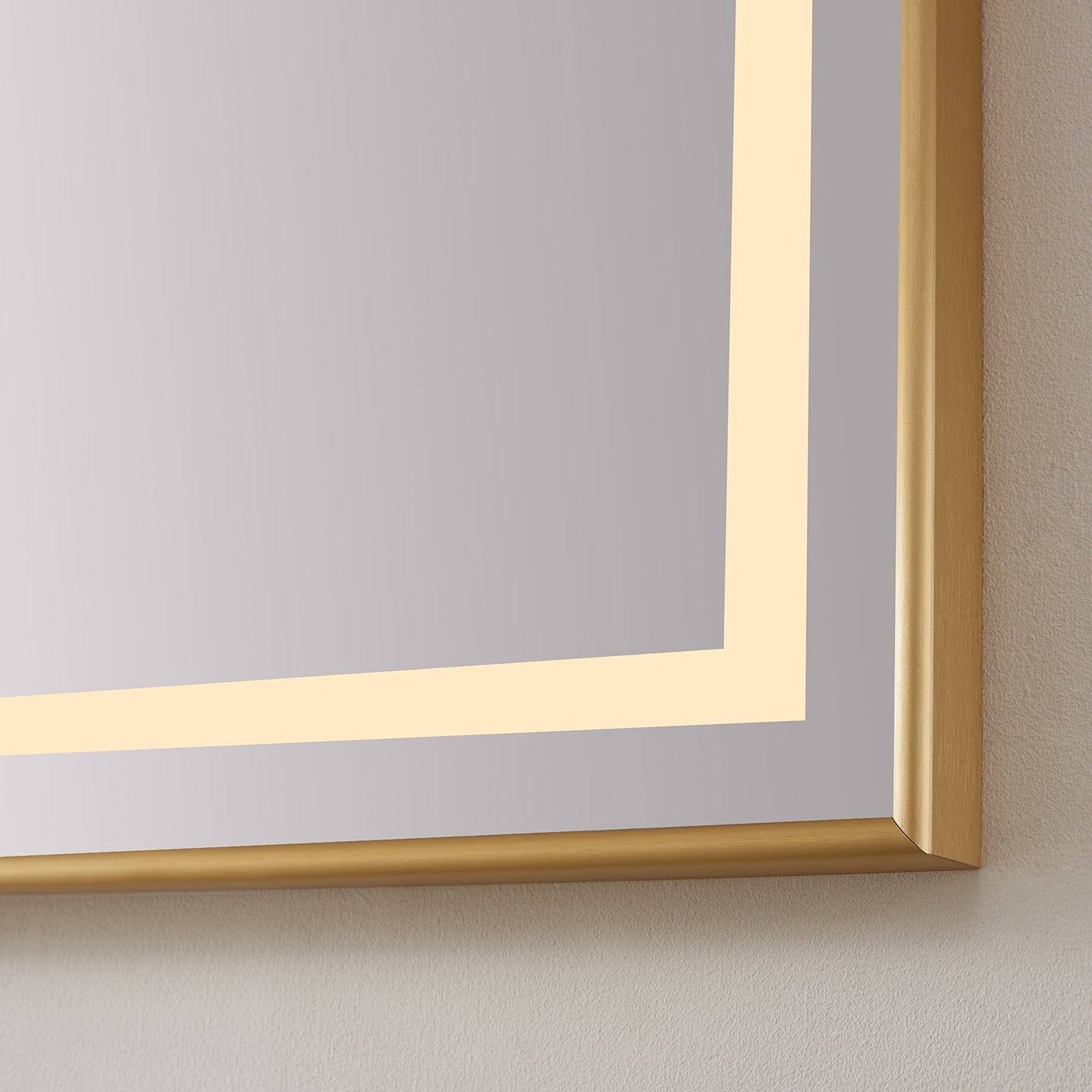 Vinnova, Teruel 24" Rectangular Aluminum Framed LED Wall Mount Bathroom Vanity Mirror in Gold