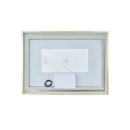 Vinnova, Teruel 24" Rectangular Aluminum Framed LED Wall Mount Bathroom Vanity Mirror in Gold
