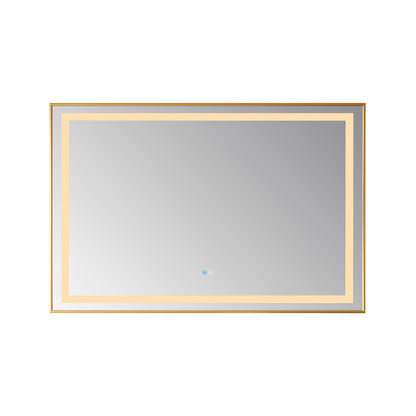 Vinnova, espejo de tocador de baño montado en la pared LED con marco de aluminio rectangular de 36" Teruel en color dorado