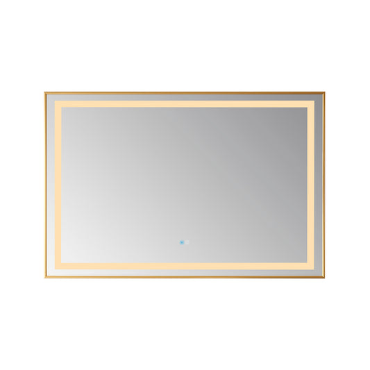 Vinnova, Teruel 36" Rectangular Aluminum Framed LED Wall Mount Bathroom Vanity Mirror in Gold