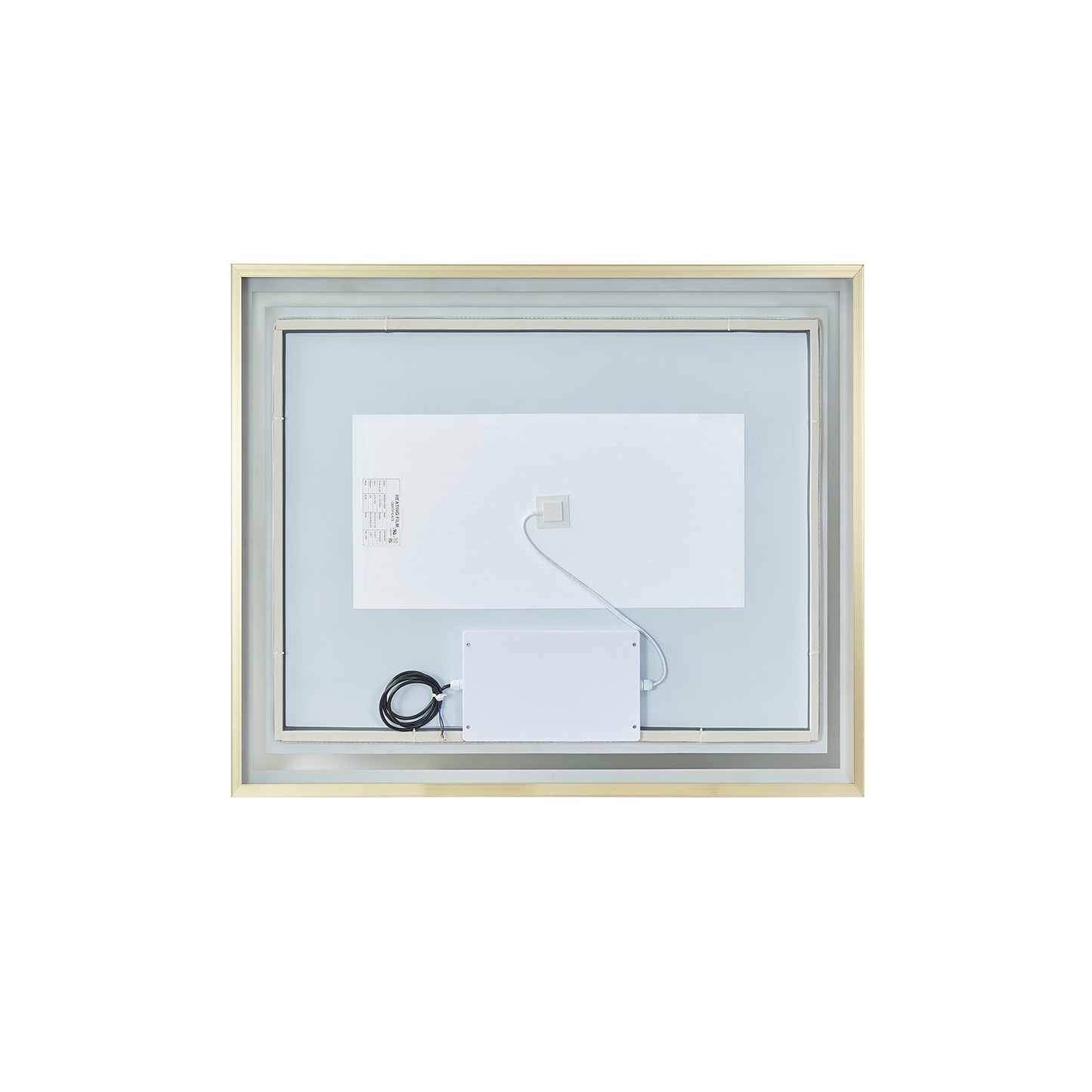 Vinnova, espejo de tocador de baño montado en la pared LED con marco de aluminio rectangular de 36" Teruel en color dorado