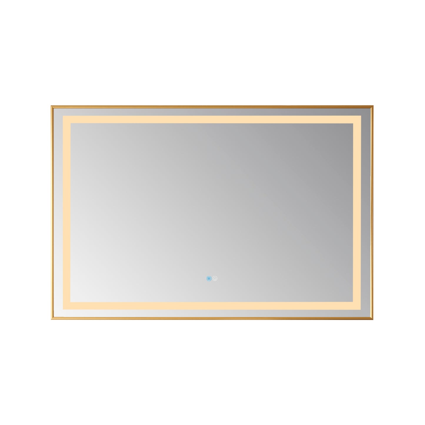 Vinnova, Teruel 48" Rectangular Aluminum Framed LED Wall Mount Bathroom Vanity Mirror in Gold