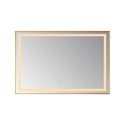 Vinnova, Teruel 48" Rectangular Aluminum Framed LED Wall Mount Bathroom Vanity Mirror in Gold