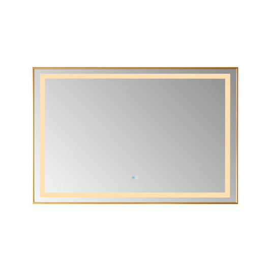 Vinnova, Teruel 48" Rectangular Aluminum Framed LED Wall Mount Bathroom Vanity Mirror in Gold