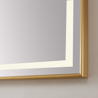Vinnova, Teruel 48" Rectangular Aluminum Framed LED Wall Mount Bathroom Vanity Mirror in Gold