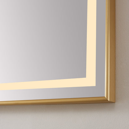 Vinnova, Teruel 48" Rectangular Aluminum Framed LED Wall Mount Bathroom Vanity Mirror in Gold