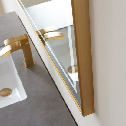 Vinnova, Teruel 48" Rectangular Aluminum Framed LED Wall Mount Bathroom Vanity Mirror in Gold