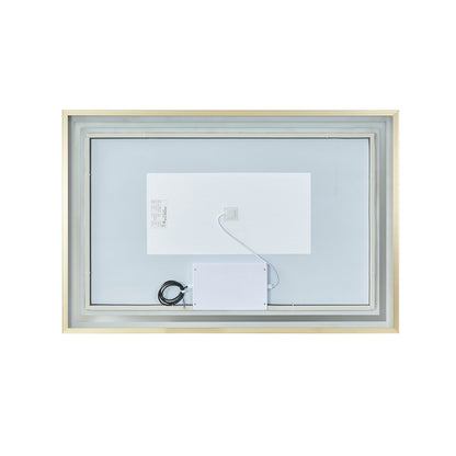 Vinnova, Teruel 48" Rectangular Aluminum Framed LED Wall Mount Bathroom Vanity Mirror in Gold