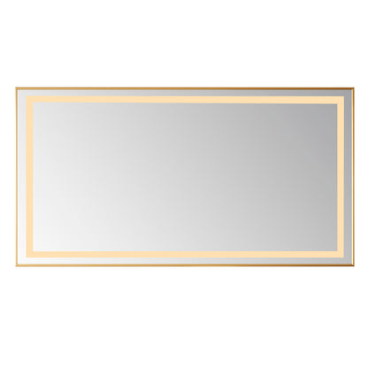 Vinnova, Teruel 60" Rectangular Aluminum Framed LED Wall Mount Bathroom Vanity Mirror in Gold